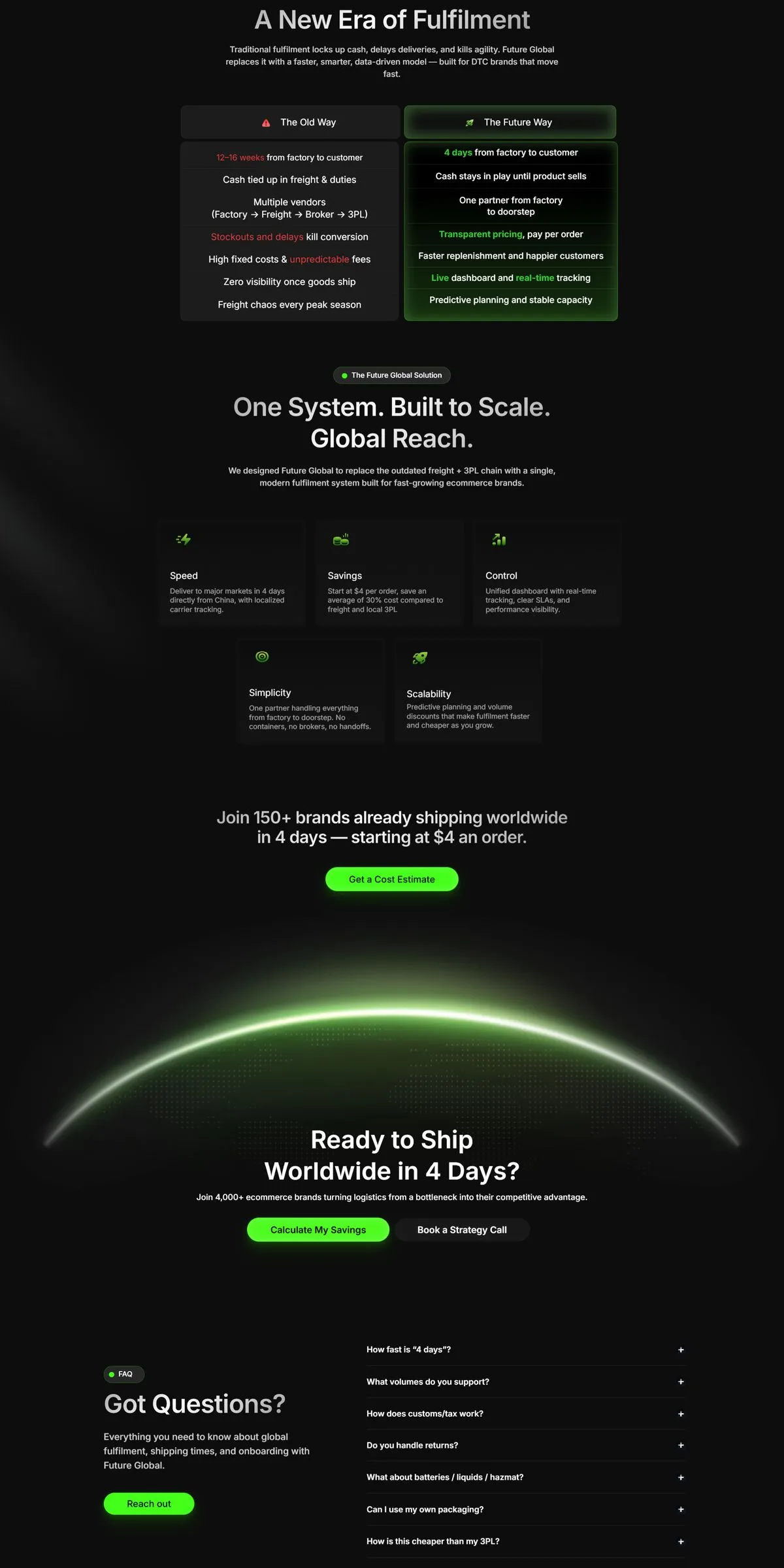 Future website — Landing page, comparison and call to action