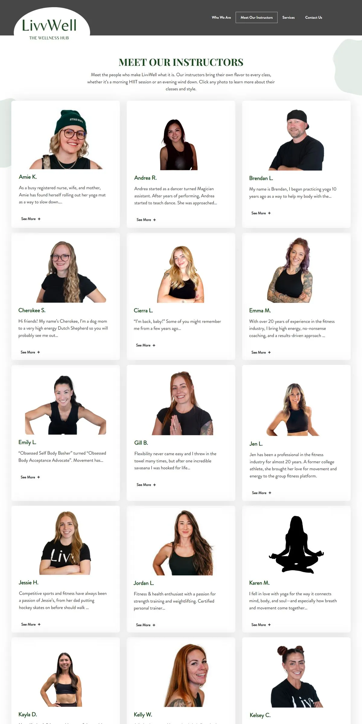 LivvWell website — Meet our instructors
