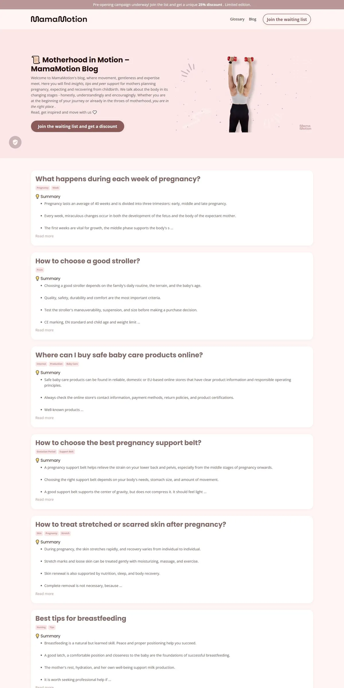 MamaMotion website — Blog